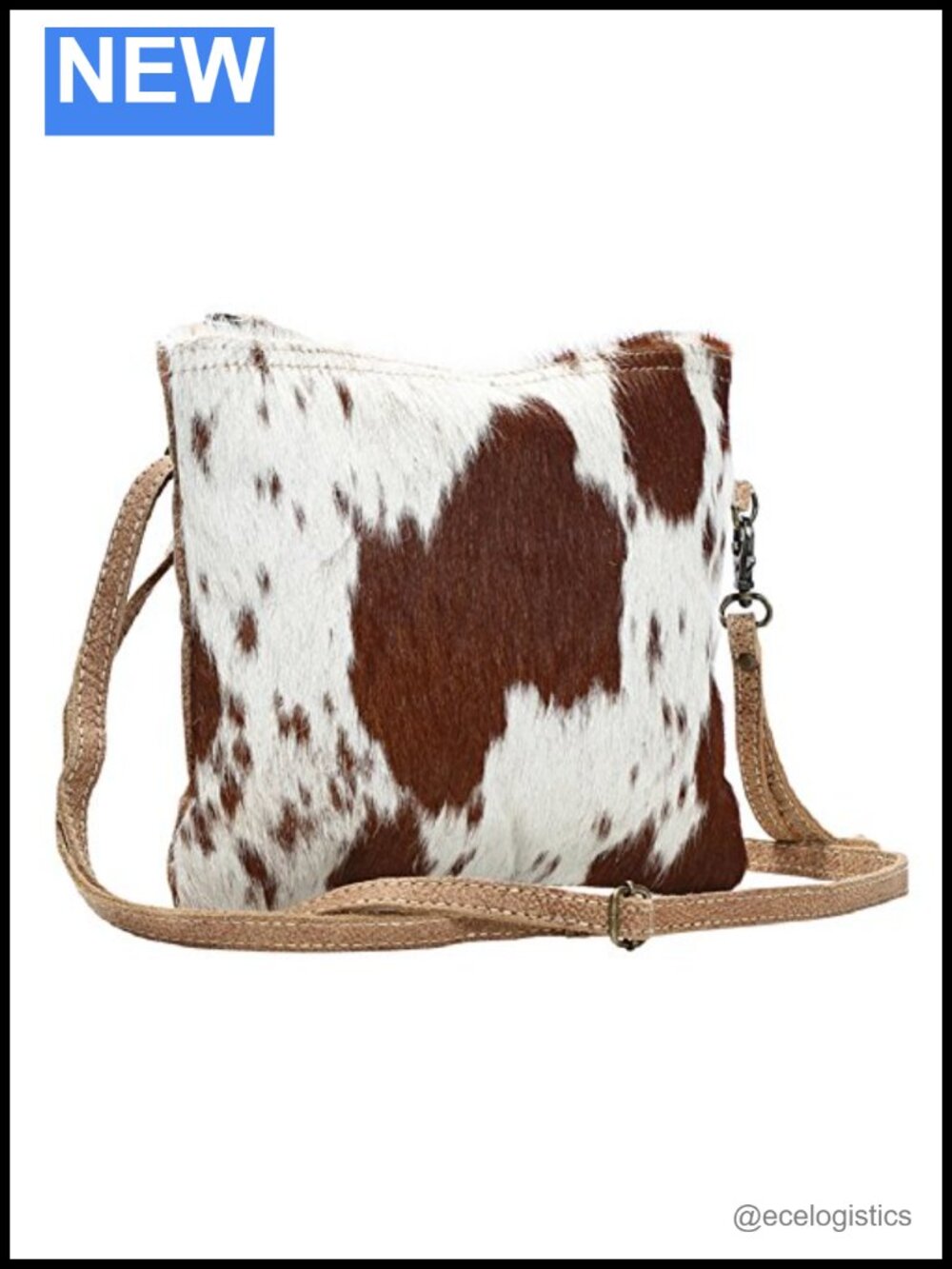 Vintage Cowhide Sling Bag Leather Crossbody Purse with Multiple Pockets